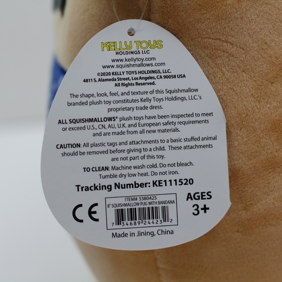 Squishmallows 2021 8" Prince the Pug with Bandana - Picture 9 of 12